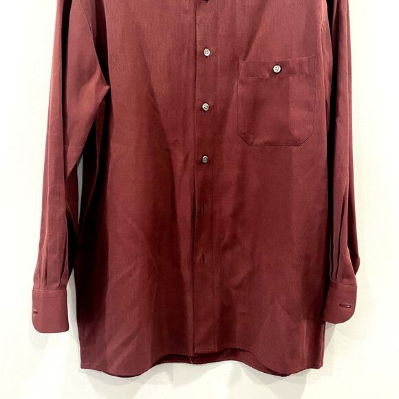 Emme Uno button up dress shirt in burgundy Size S 100% Tencel - Picture 4 of 5